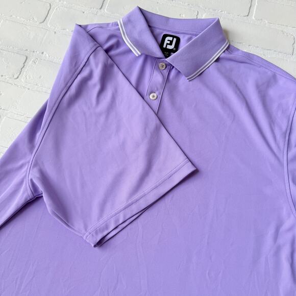 FootJoy Men's Purple White Striped Collar Short Sleeve Athletic Polo Shirt XXL - Picture 1 of 6